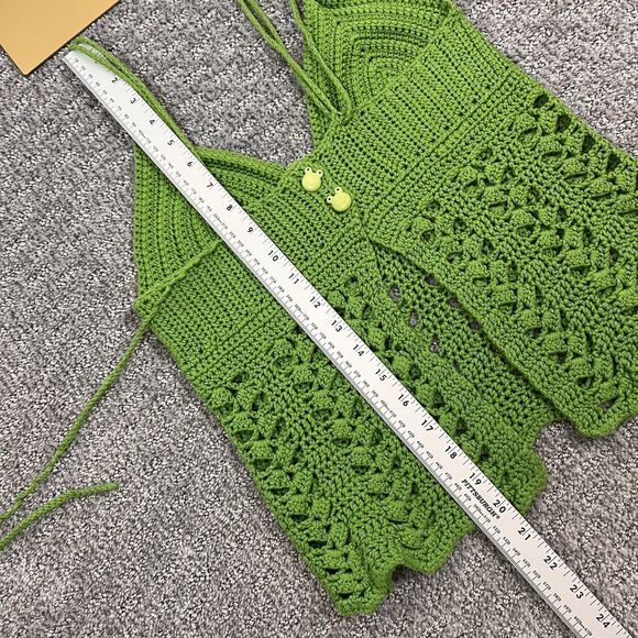 Handmade Top Womens Extra Small Crochet Tank Cropped Frog Fairy Boho Festival - Picture 6 of 9